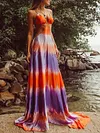 Gradient Tie Dye Condole Belt Maxi Dress