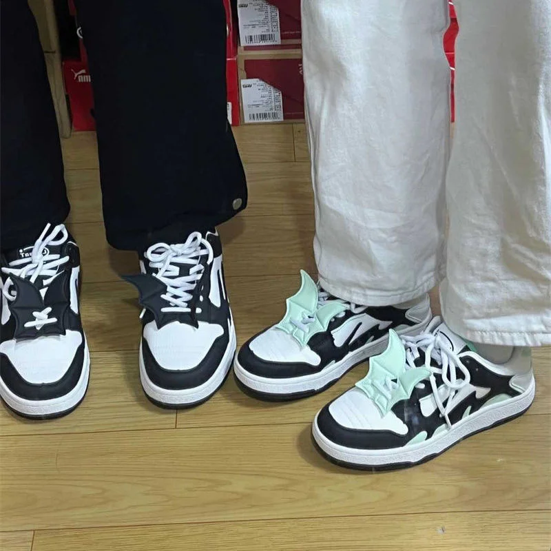 Designer Women Breathable Bat Shoes Spring Fashion Green Thick Heels Sneakers Girls Patchwork Casual Round Toe Running Platform