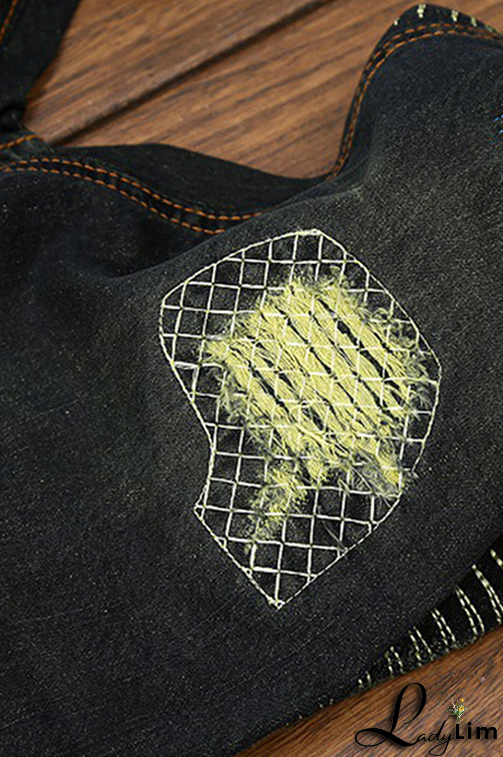 Blue Street Patchwork Tassel Ripped Make Old Bottoms
