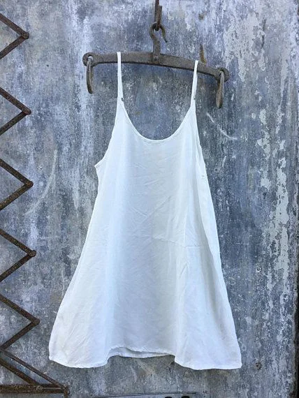 Ladies Cotton Loose Casual Sleeveless Round Neck Cami Top