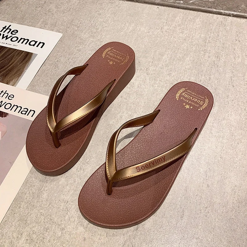 Women Wedge Flip Flops Fashion Candy Color Comfortable Female Beach Flip Flop Slides 2022 Summer Slippers Slides Shoes For Women