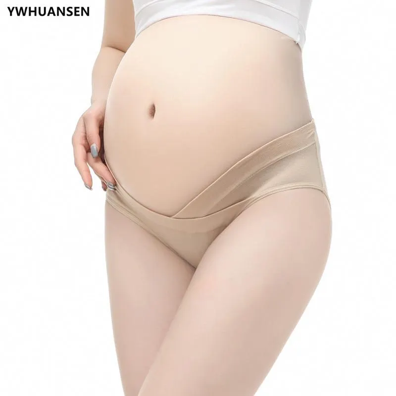 YWHUANSEN Cotton Maternity Pregnant Underwear Postpartum Mother Under Bump Panties V-Shaped Soft Belly Support Panty Breathable
