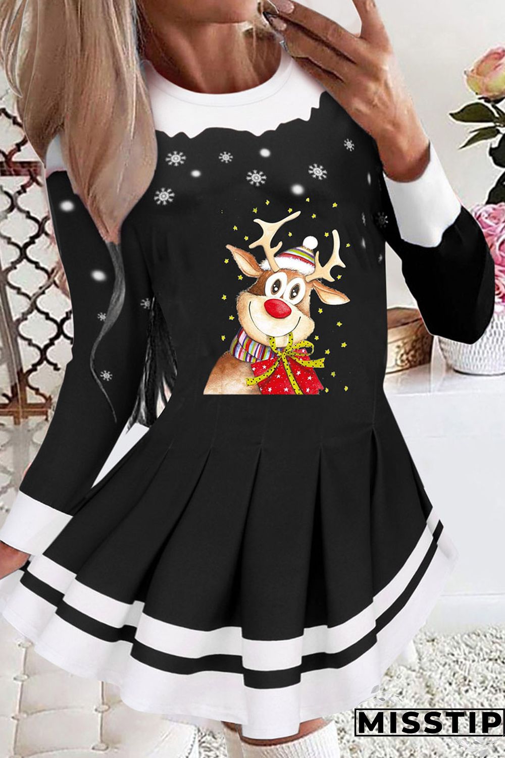 Blue Casual Print Patchwork O Neck A Line Dresses