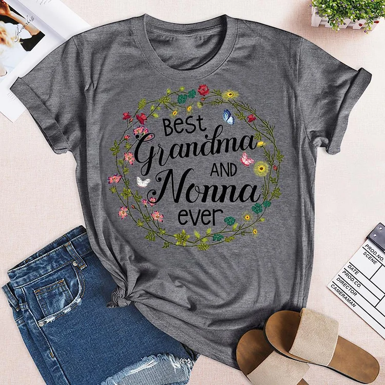 Best Grandma And Nonna Ever Cute Colorful T-Shirt Tee --Annaletters