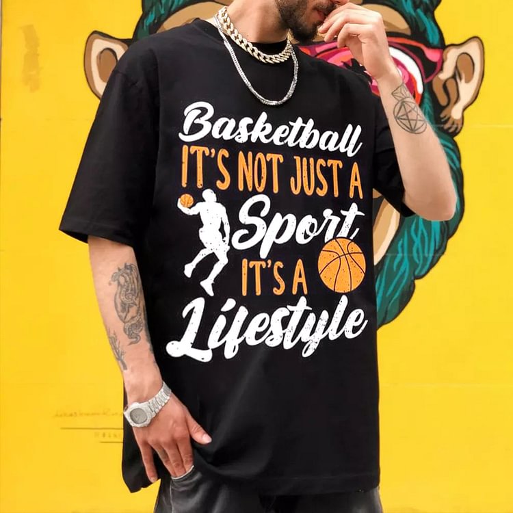 Retro Basketball Print Street Trend Men's T-Shirt