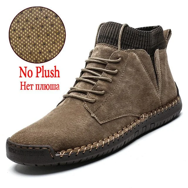 Brand Men's Snow Boots Winter Plush Warm Men Motorcycle Boots Non-slip Male Snow Boots Waterproof Autumn Man Work Shoes Hot Sale