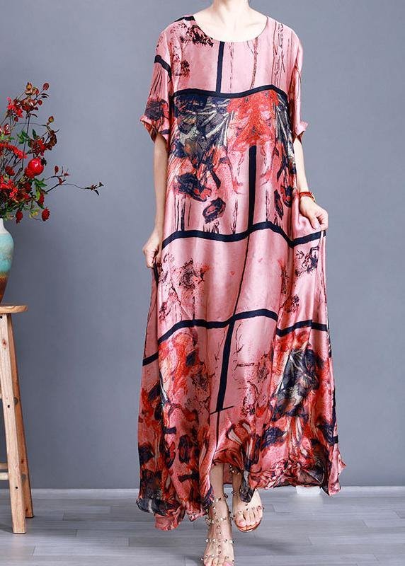 Luxy Pink Chiffon Maxi Dress Plus Szie Print Summer Dress