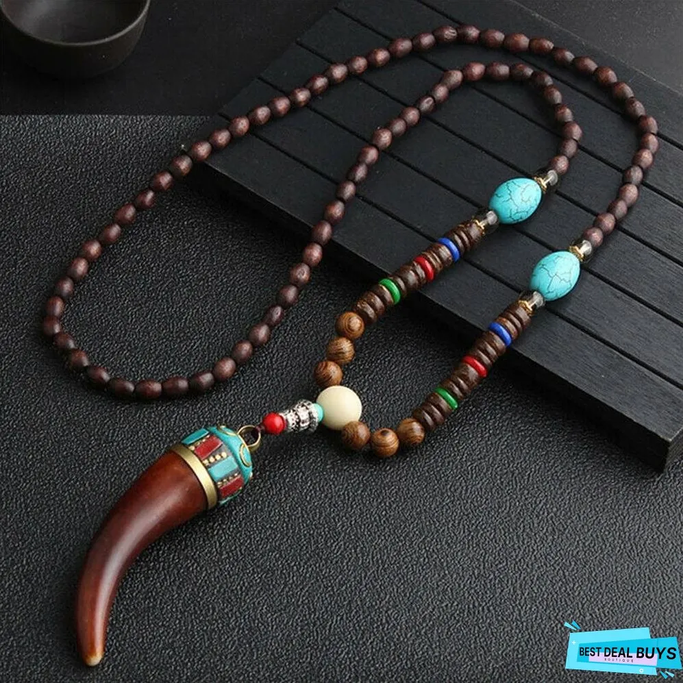 Ethnic Fish Horn Long Statement Men Womens Jewelry