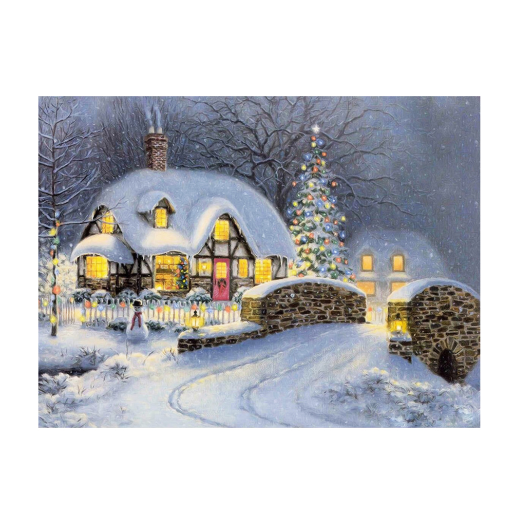 

40*30CM - Christmas Night Snow - Round Drill Diamond Painting, 501 Original