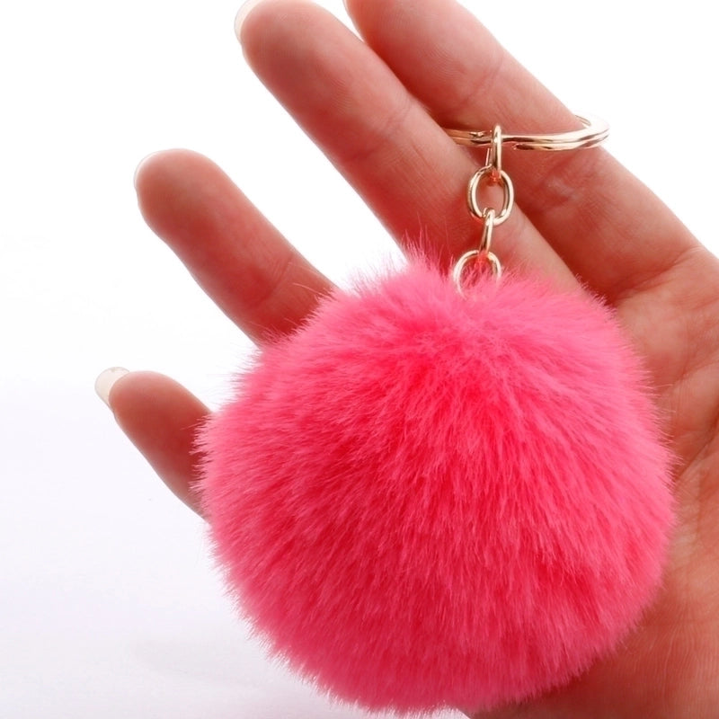 Fashion 7cm Imitation Rex Rabbit Fur Small Ball Keychain