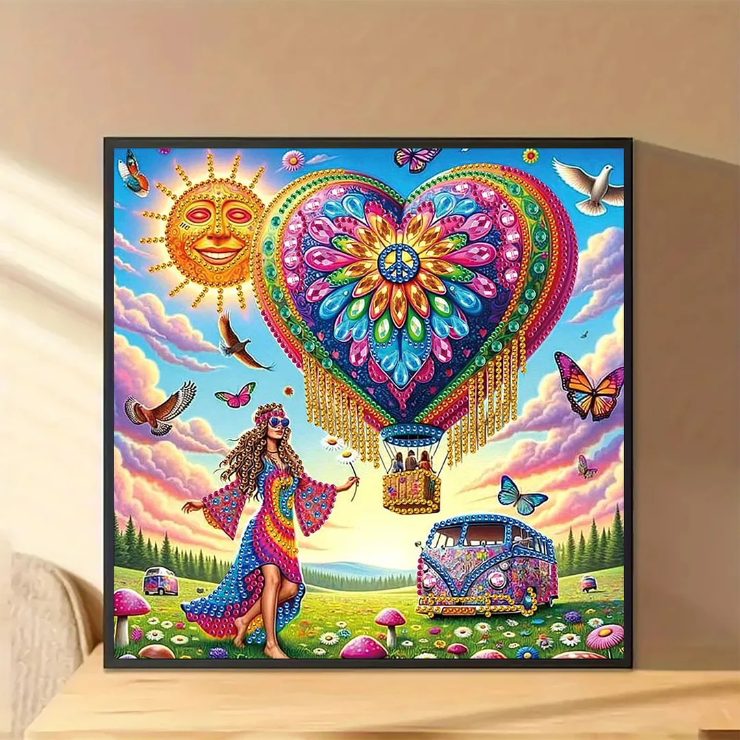 Diamond Painting - Partial Special Shaped Drill - Love and Peace(Canvas|30x30cm)