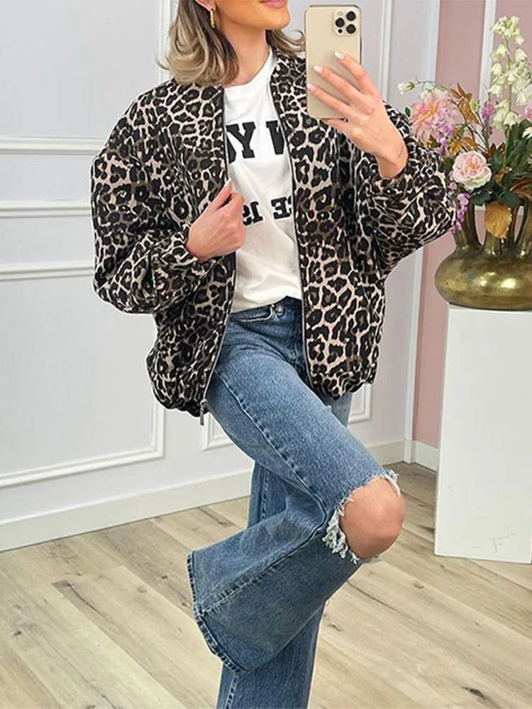 Churchf Churchf Print Lapel Zip Jacket Jacket 2024 New Women's Fashion Street Jacket