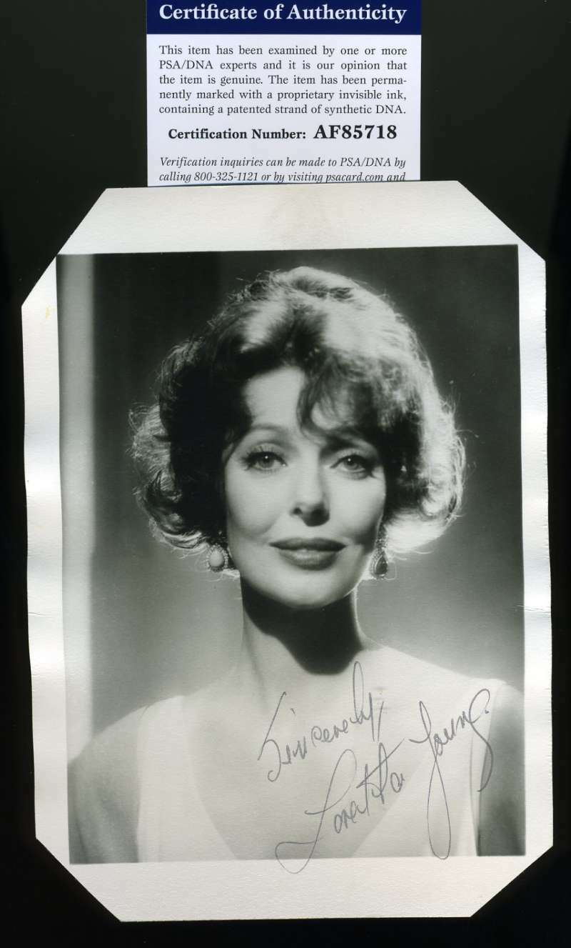 Loretta Young Psa Dna Coa Autograph 5x7 Photo Poster painting Hand Signed