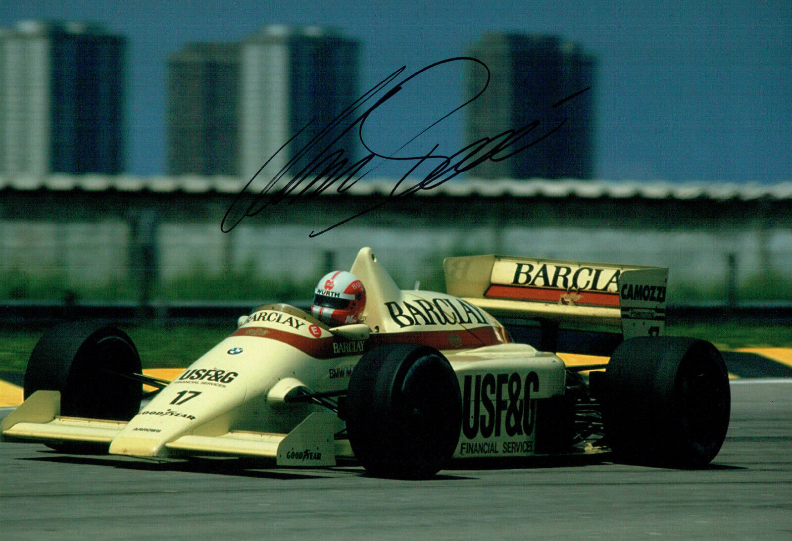 Marc SURER SIGNED 12x8 Autograph Photo Poster painting AFTAL COA Arrows BMW Brazil Grand Prix