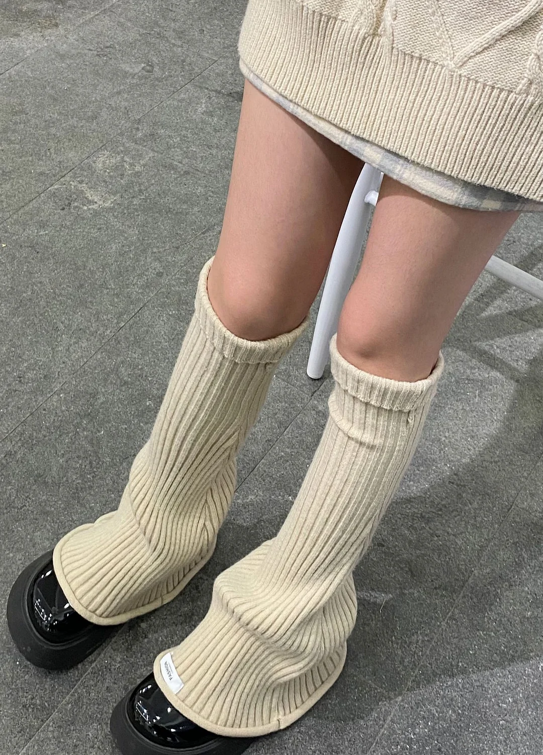 VINTAGE FLARED KNIT STRIPED LEG WARMERS