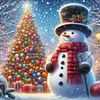 Diamond Painting - Full Round Drill - Xmas Snowman(Canvas|40*40cm)