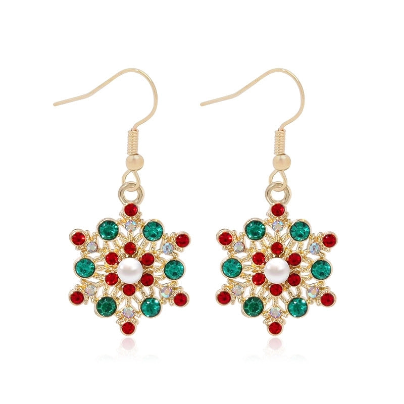 Fashion Christmas Tree Gloves Alloy Plating Inlay Artificial Gemstones Christmas Women’s Drop Earrings 1 Pair