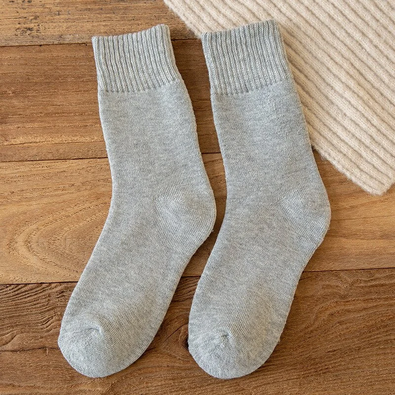 FINETOO 1 Pair Winter's Socks Solid Color Thicken Terry Socks Female Unisex Socks Fashion Letter Print Ankle Socks Keep Warm