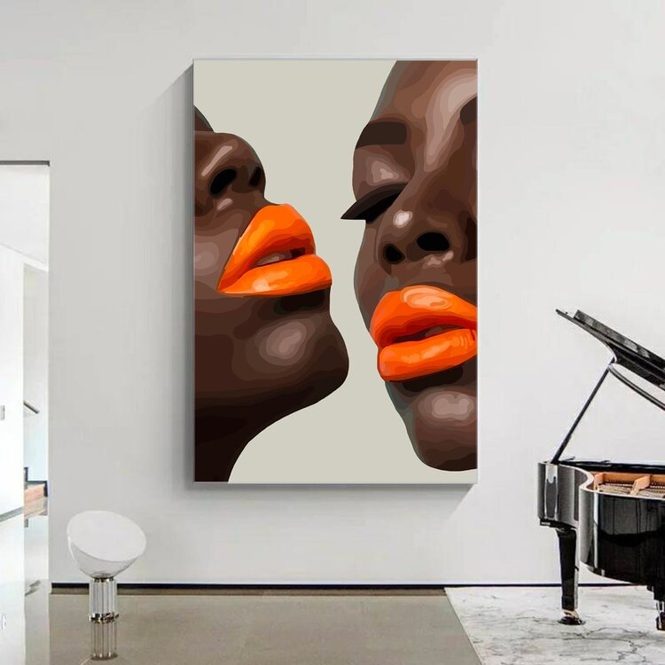 African American Afro Woman Abstract Canvas Wall Art  varity-store