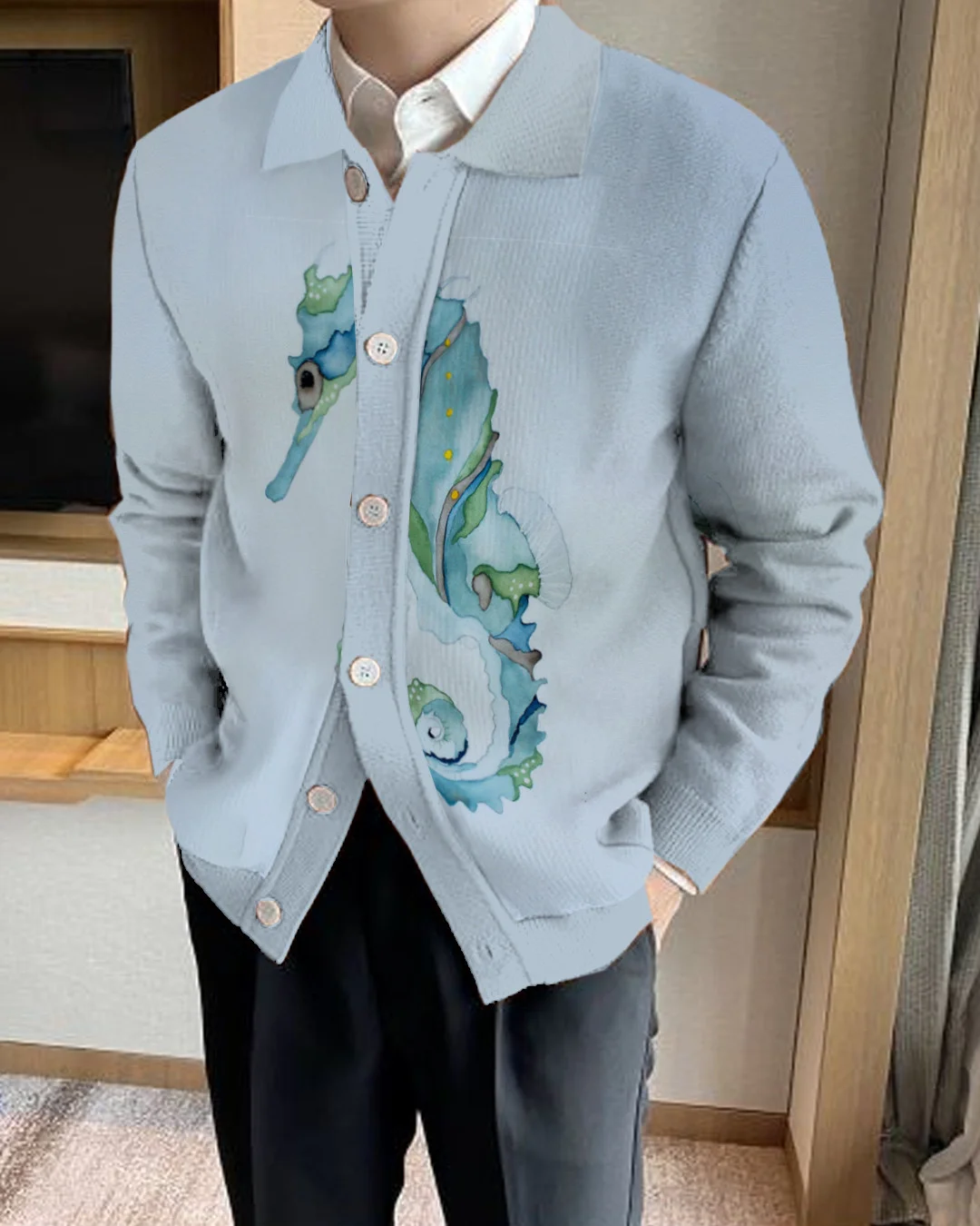Men's Lapel Knitted Sweater Cardigan bd07