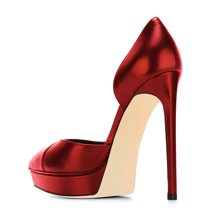Red D'orsay Platform Stiletto Heels Pumps US Size 3-15 Vdcoo