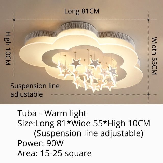 White Stars Led Celling Lights For Child Room Bedroom New Acrylic Moon Star Iron Body Modern Remote Control Lamp Lighting