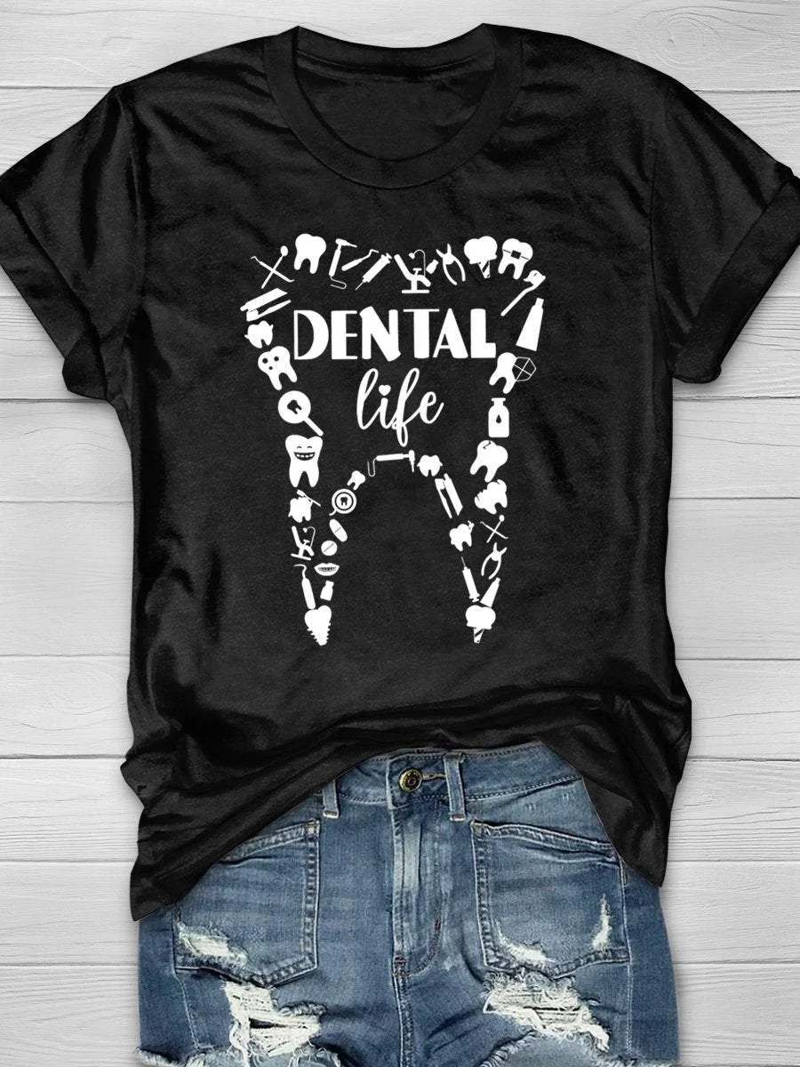 Dental Life Print Short Sleeve T-shirt