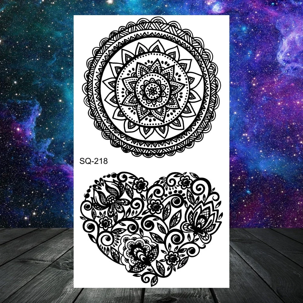 Lion Tiger Elephant Wolf Temporary Tattoos For Women Adult Men Skull Mandala Anchor Crown Fake Tattoo Neck Arm Hands Small Tatoo