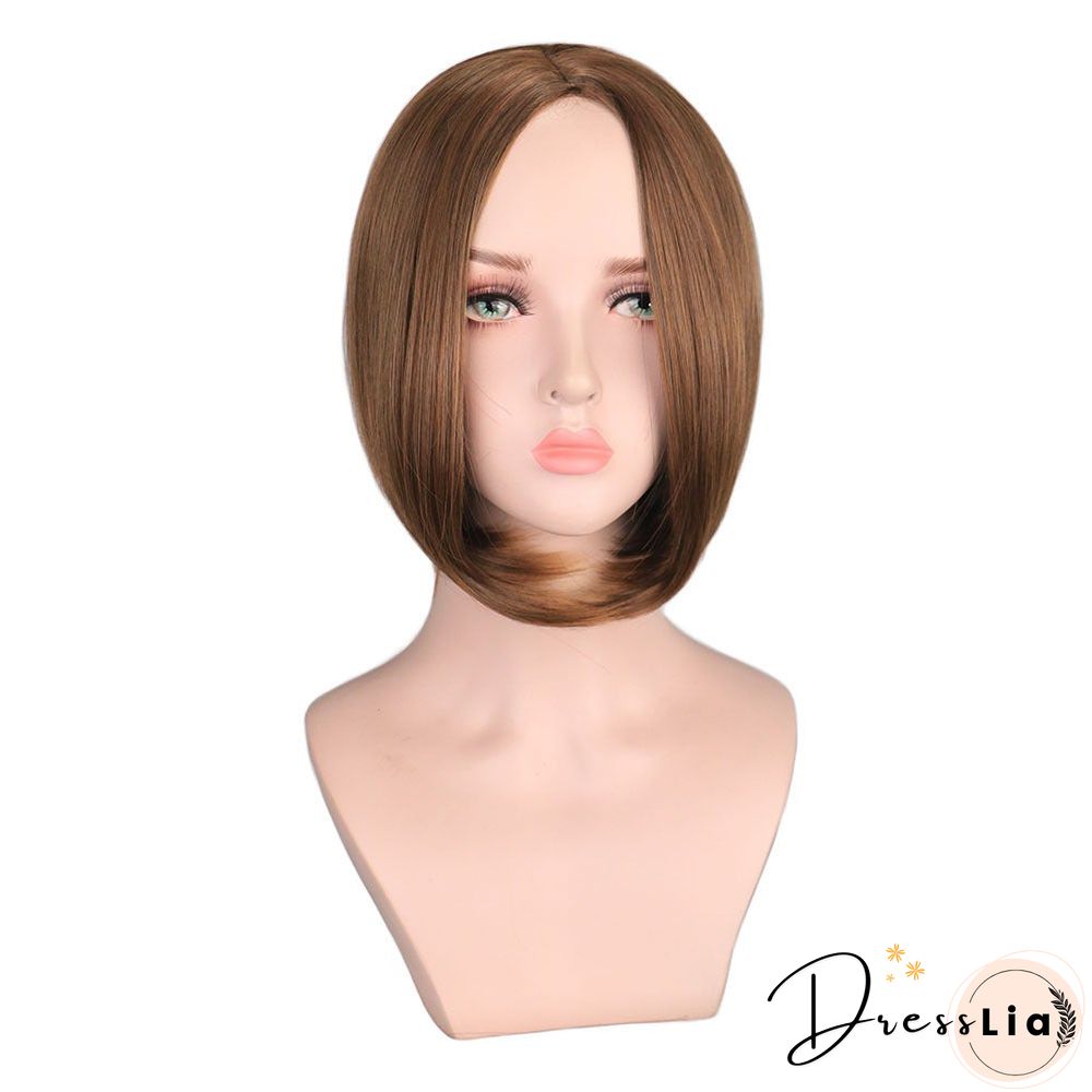 Chemical Fiber High Temperature Silk Women's Medium Split Short Straight Hair