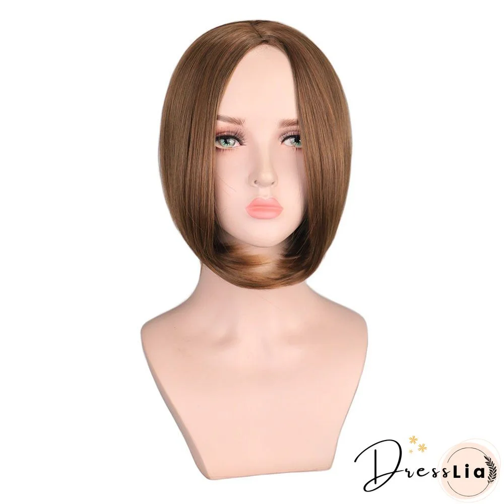 Chemical Fiber High Temperature Silk Women's Medium Split Short Straight Hair