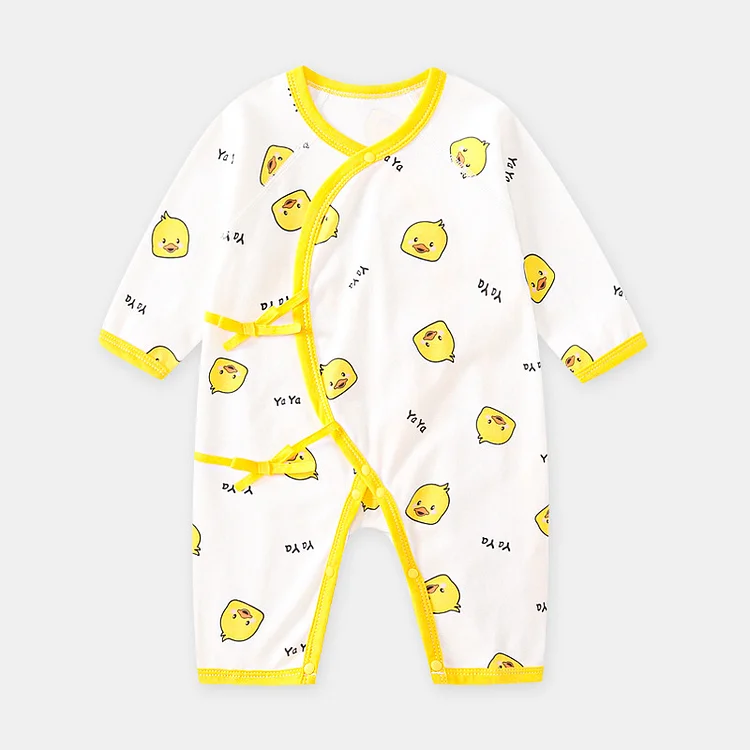 New Born Baby Onepiece Organic Cotton Yellow Duck Sleepsuit