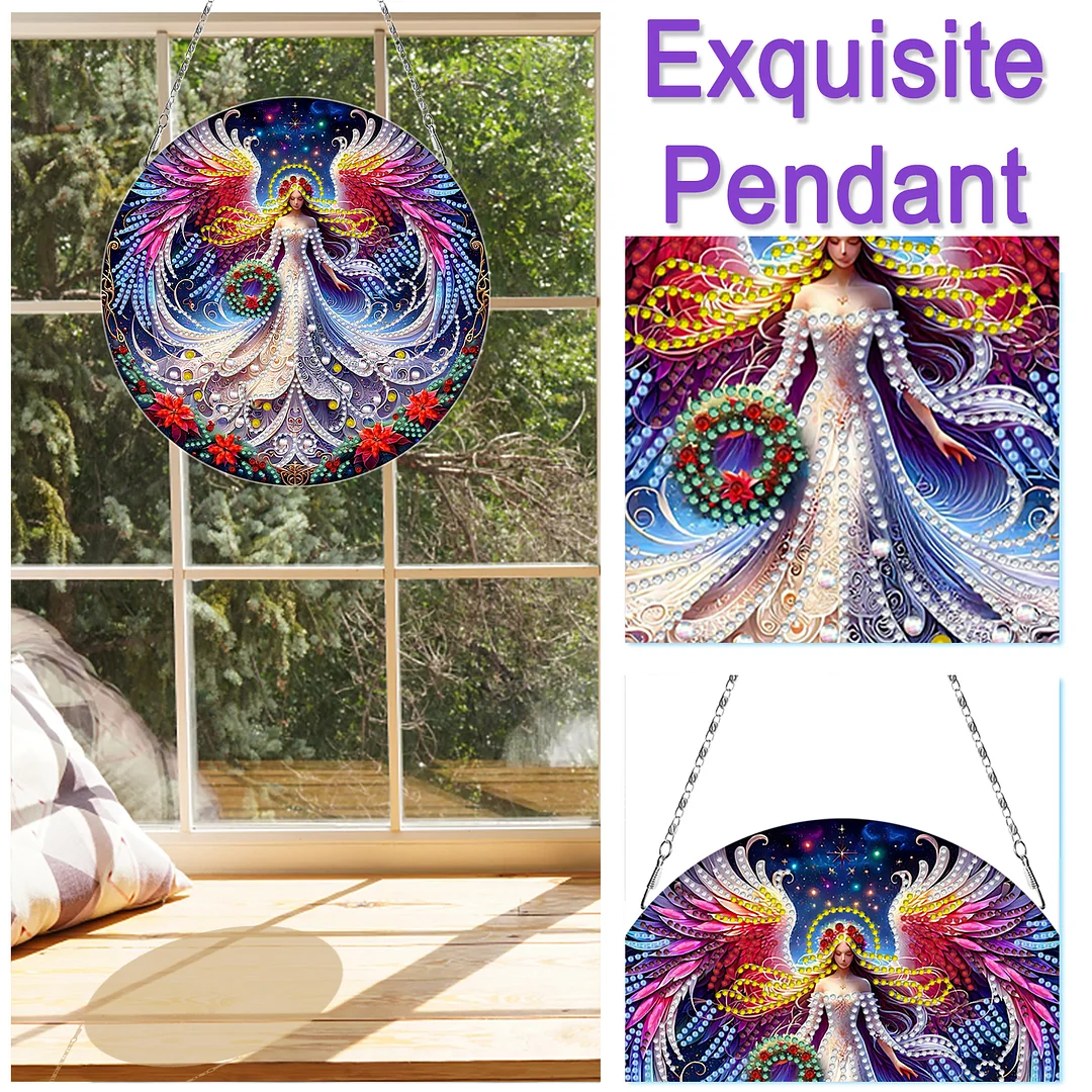 2D Flat DIY Xmas Angel Diamond Art Pendant Double-Sided Diamond Painting Set
