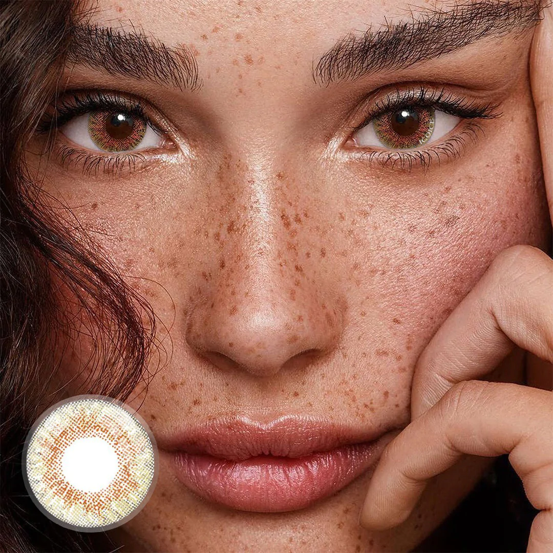 Three Tone Honey Contact Lenses 14mm Hazel Color