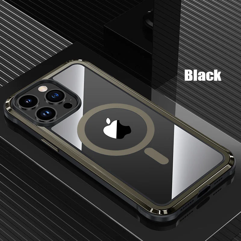 Suitable For iPhone 13/14 Series Stainless Steel Metal Frame Magnetic Phone Case