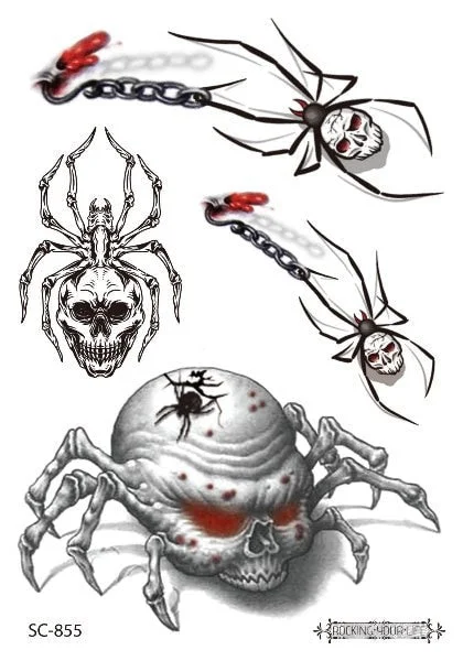 3D Spider Tattoo Stickers Temporary Tatoo Stickers For Halloween Fake Tatto Body Art Tatuajes Joke Tatouage Temporaire