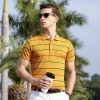 Top Grade New Summer Brand Mens Striped Turn Down Collar Polo Shirts