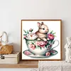 Kaninchen und Pfingstrose - Rundbohrer Diamantmalerei - 40*40cm