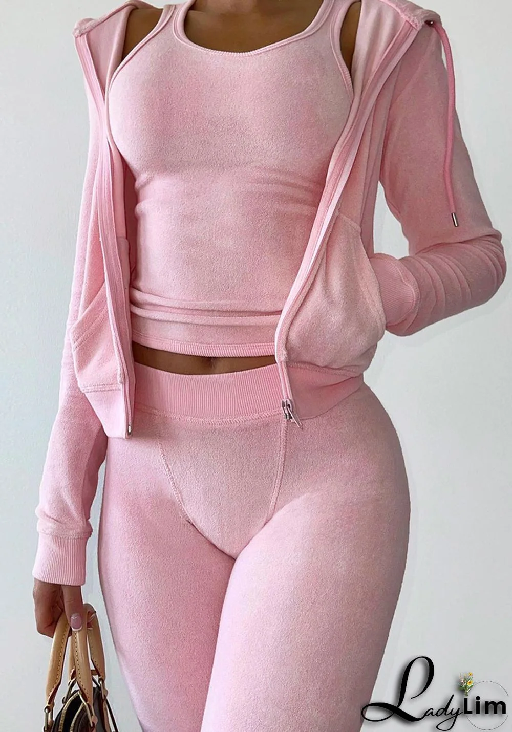 Women's Autumn/Winter Fleece Vest Hooded Three-Piece