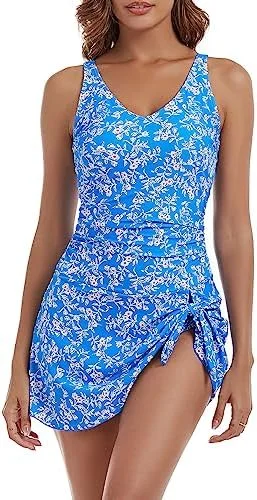 One Piece Tummy Control Swimdress for Women 