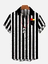 Black And White Striped Referee Uniform Printing Short Sleeve Shirt
