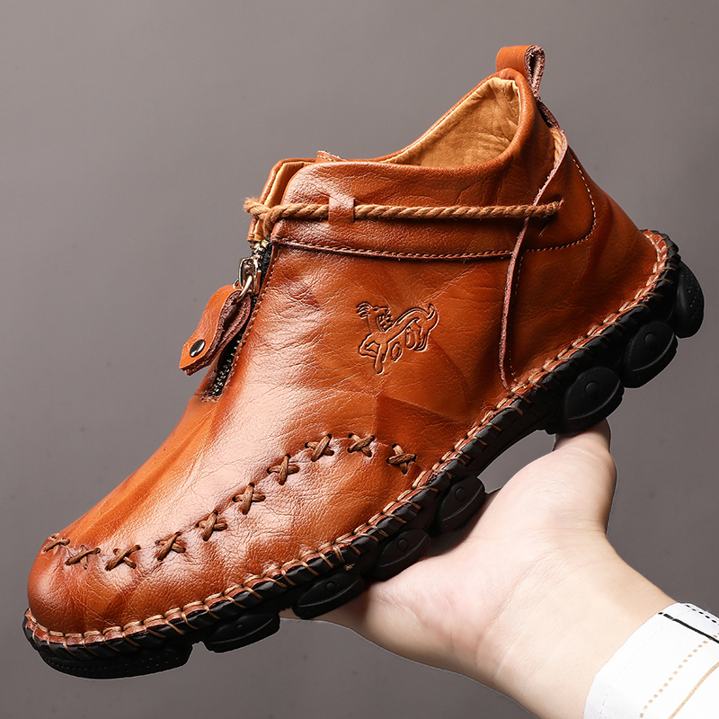 Men's Genuine Leather Comfortable Casual Outdoor Waterproof Ankle Boots | ARKGET