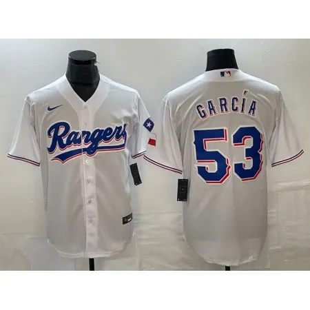 Men's Texas Rangers #53 Adolis Garcia White Cool Base Stitched Baseball Jersey GIMT