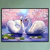 Deux Cygnes Blancs - Rond Diamant Peinture 40*30CM
