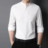 Men's Business Casual Slim Fit Cotton Stand Collar Long Sleeve Shirt