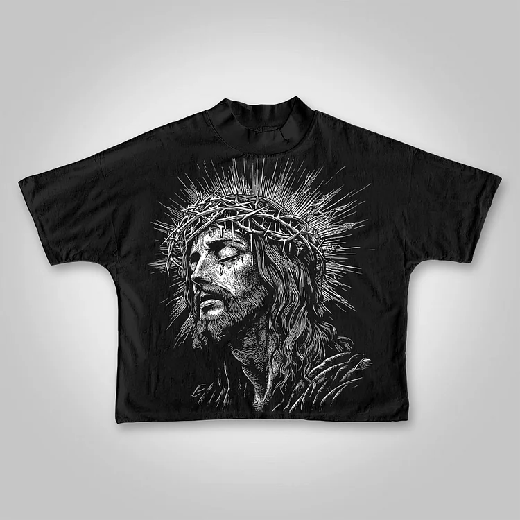 Vintage I Fear God Jesus Graphic Print Cropped T-shirt