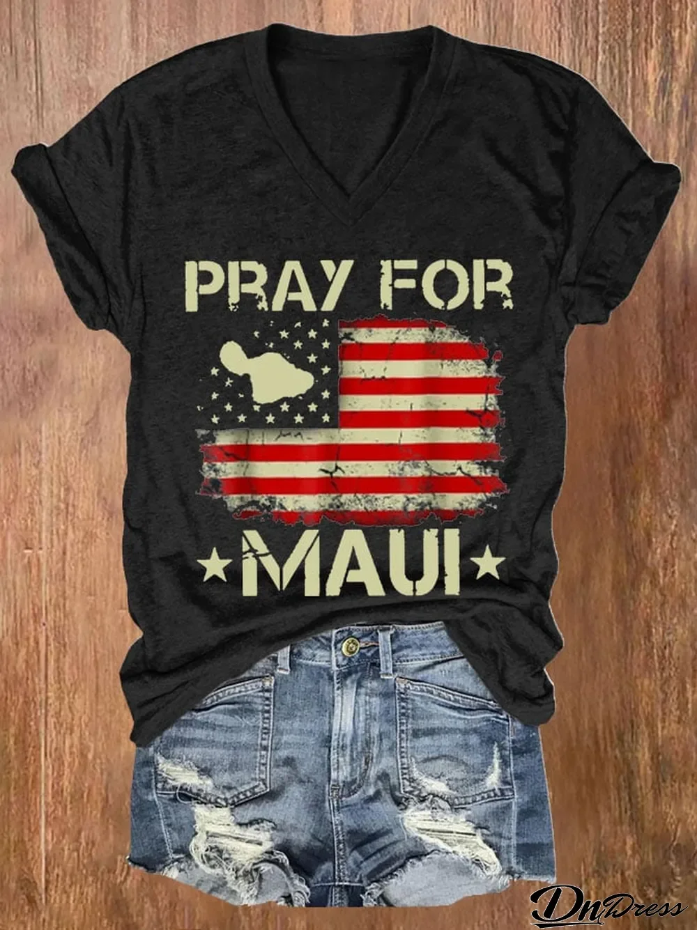 Women's Pray for Maui Print Short Sleeve T-Shirt