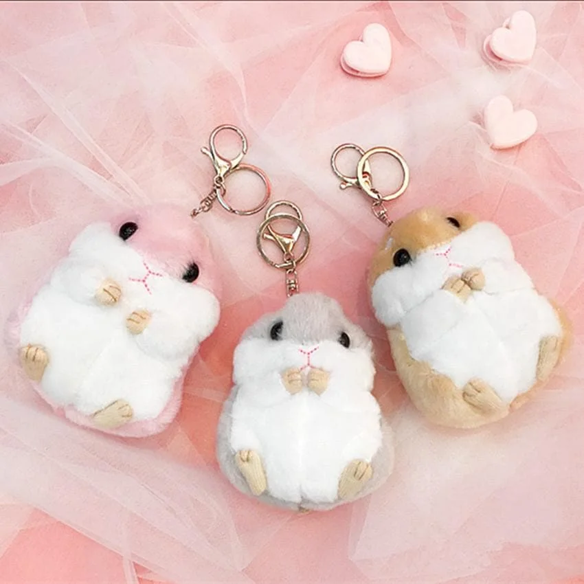 Pink/Grey/Brown Kawaii Plush Hamster Keychain SP1711156