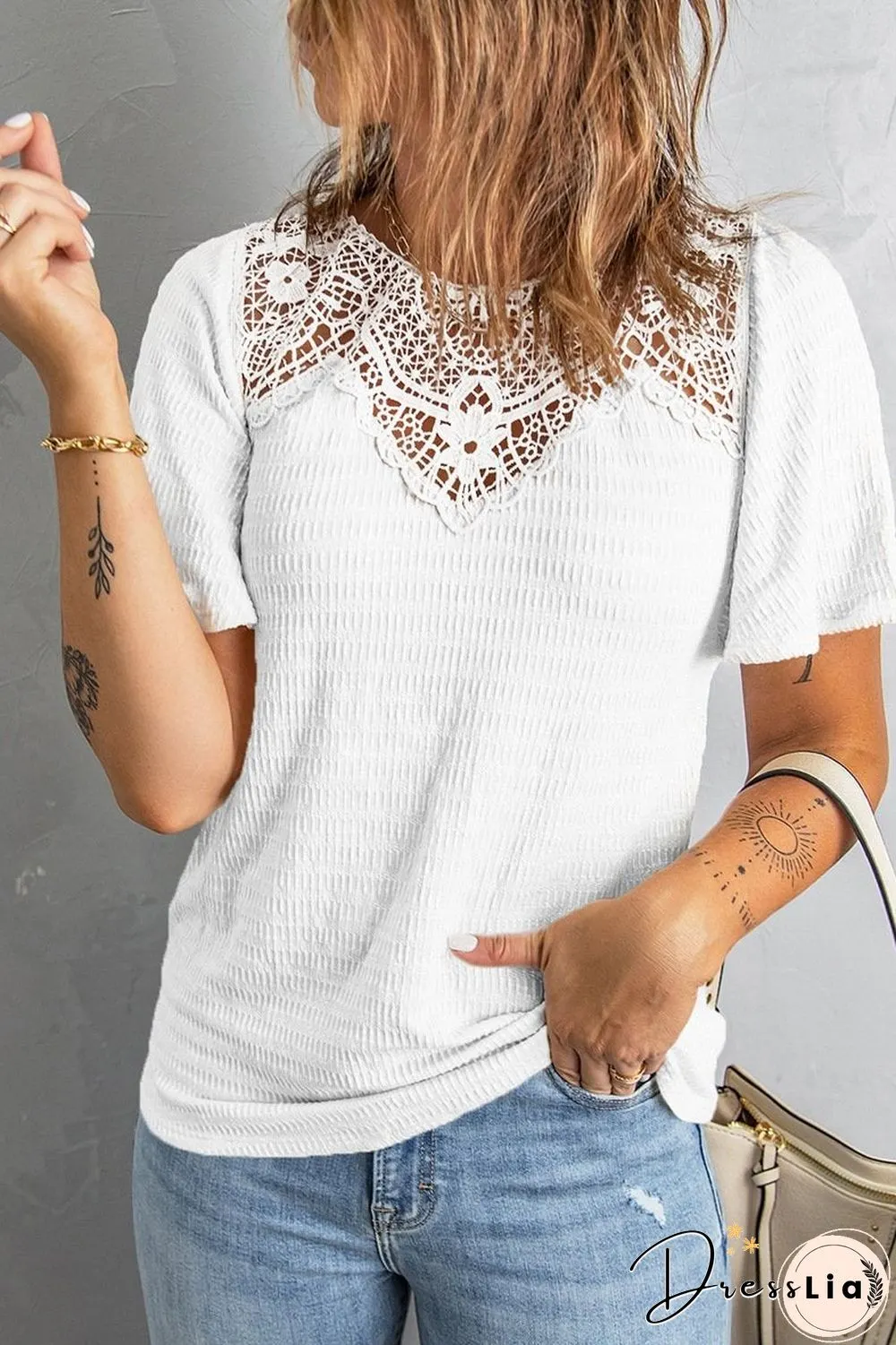 Lady Lace Hollow Yellow Shirt