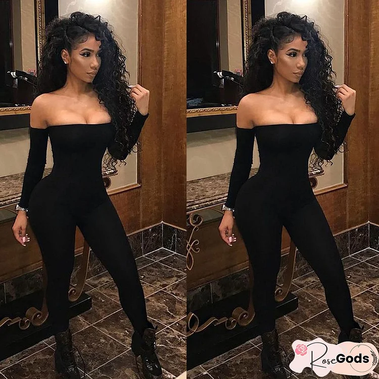 Sexy Off The Shoulder Full Sleeve Bodycon Jumpsuits
