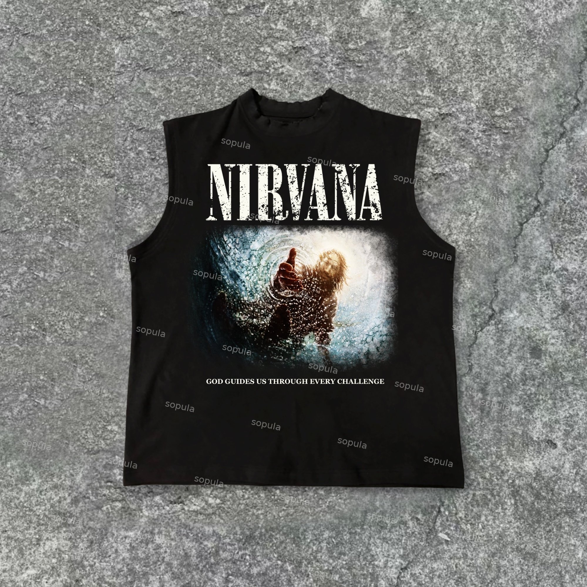 Men's Nirvana Rebirth Print Cotton Tank Top - SOPULA